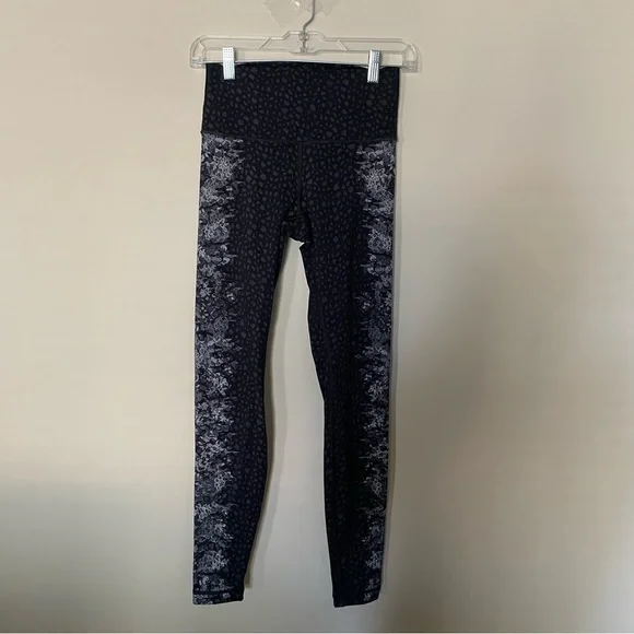 Lululemon Ice Gray Black Overlace Wunder Under High Rise 28" Tights Leggings - Picture 4 of 12